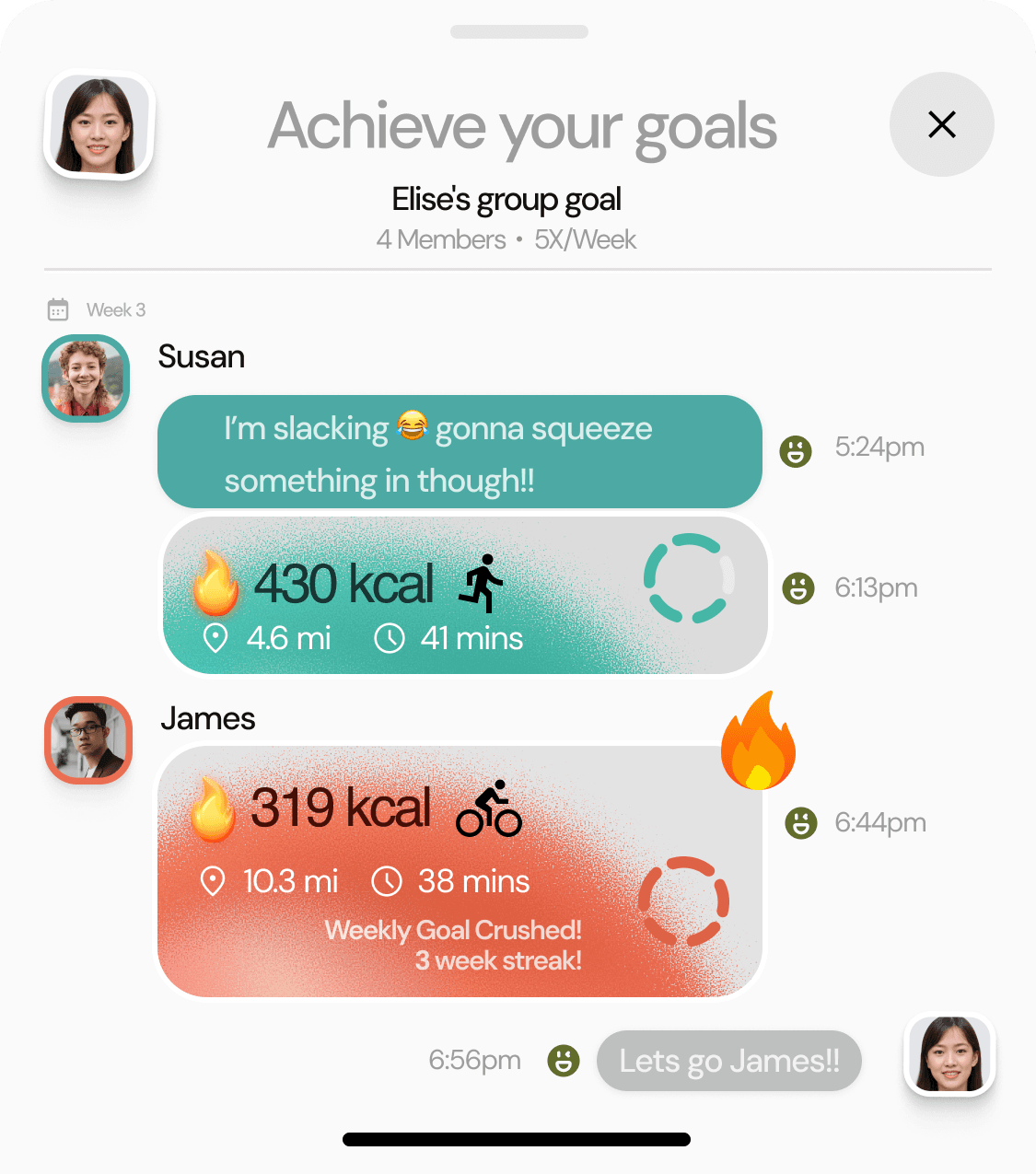 App screenshot showing successful tracking